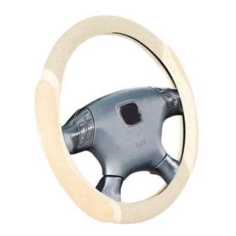 Фото для Чехол на руль iSky с рельефной фактурой и мяг.тканевыми вставками, кожзам+иск.замша, размер M беж