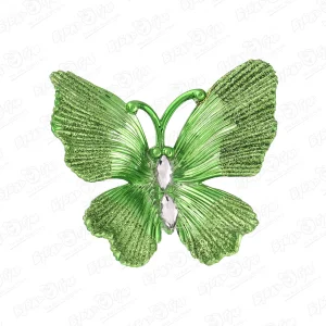 Украшение елочное бабочка глянцевая зеленая 10см