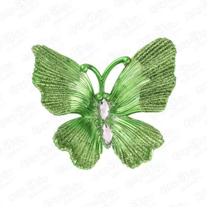 Фото для Украшение елочное бабочка глянцевая зеленая 10см