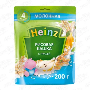 Каша Heinz молочная рисовая с грушей 200г с 4мес БЗМЖ