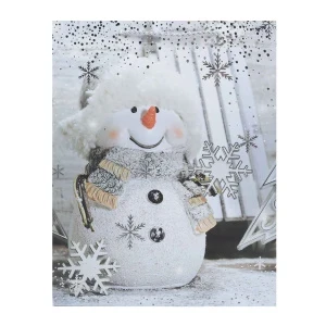 Фото для Пакет подарочный Lanson goods с изображением праздничного снеговика светло-серый 32х26х10см в ассортименте