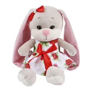 Фото для Игрушка мягкая Зайка Лин в белом платье с розами и бантом 20см
