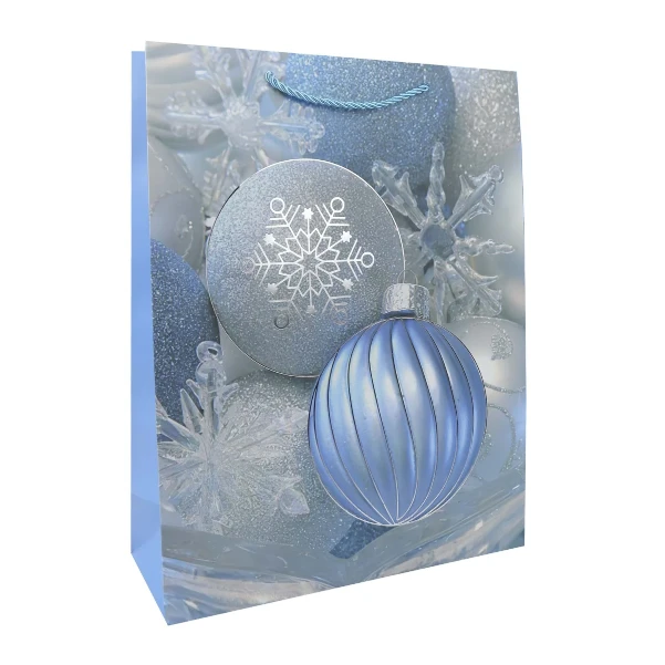 Фото для Пакет новогодний Lanson goods Елочные шары и снежинки 41×30×12см разноцветный