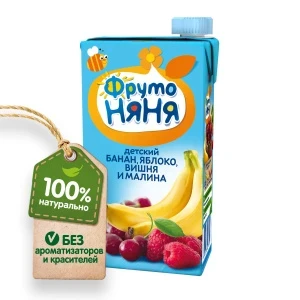 Фото для Нектар ФрутоНяня банан-яблоко-вишня-малина 500мл с 3лет