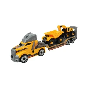 Фото для Набор Lanson Toys сборный трейлер со стройтехникой световые звуковые эффекты