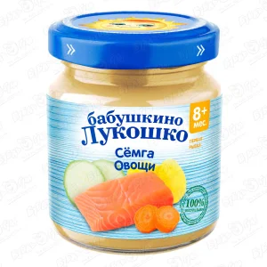 Пюре Бабушкино Лукошко семга-овощи 100г с 8мес