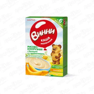 Каша Винни молочная рисово-кукурузная с бананом 200г с 6мес БЗМЖ