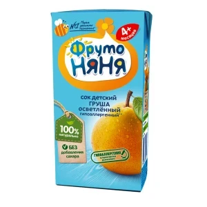 Фото для Сок ФрутоНяня груша 200мл с 4мес