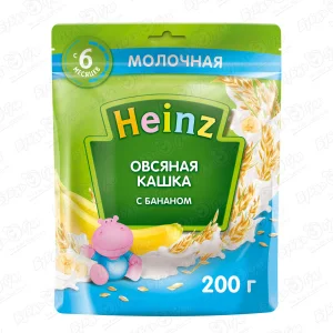 Каша Heinz молочная овсяная банан 200г с 6мес БЗМЖ