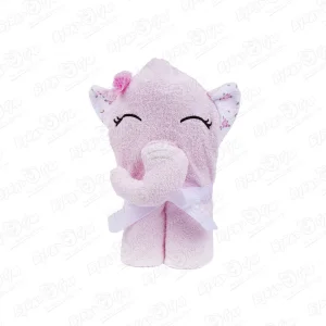 Полотенце BUBURU Baby Розовый слоненок махровое 90х90см