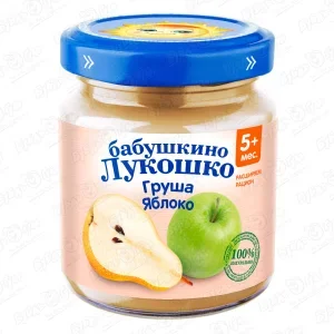 Фото для Пюре Бабушкино Лукошко груша-яблоко 100г с 5мес