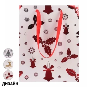 Фото для Пакет подарочный новогодний с рисунком в ассортименте 23х18х8см