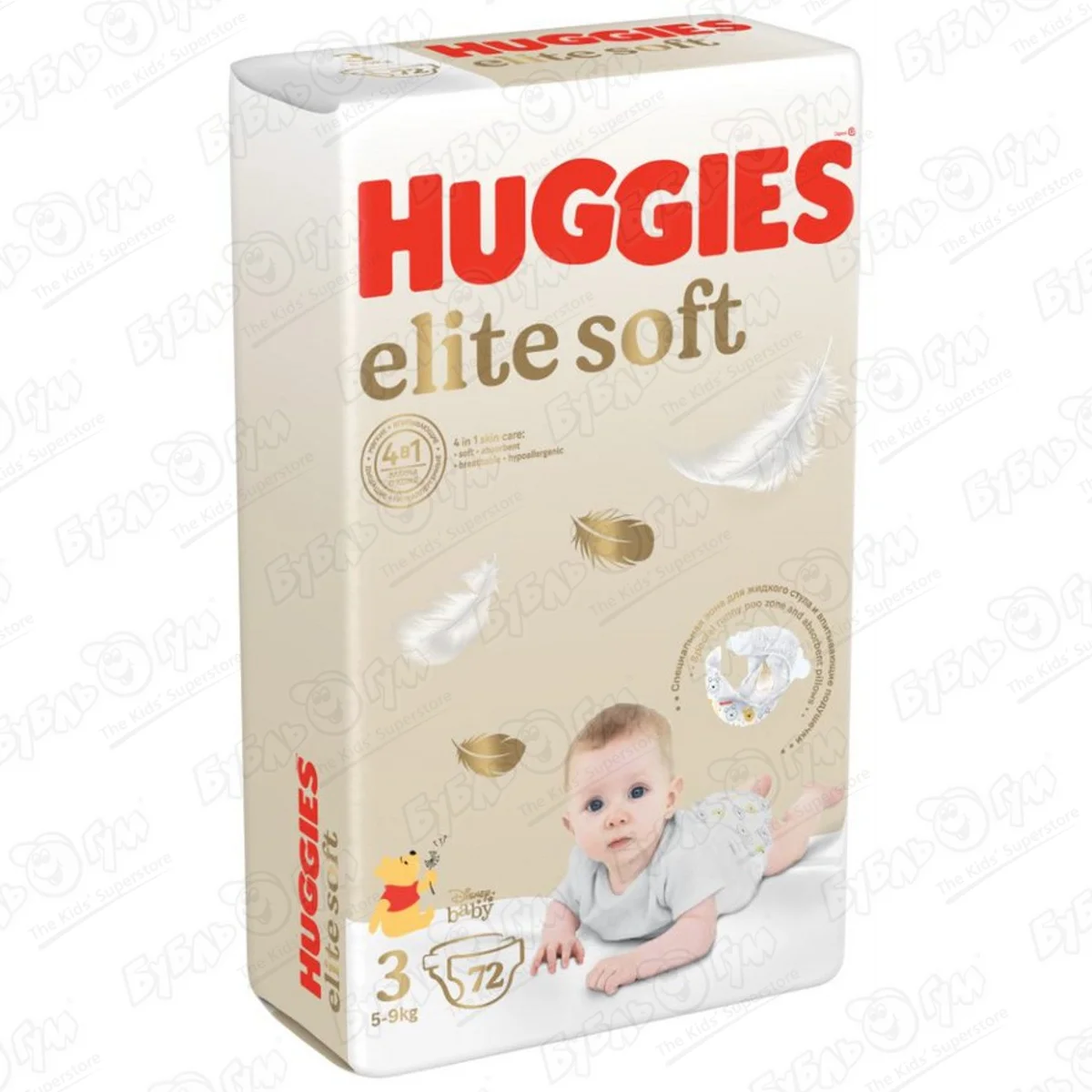 Подгузники HUGGIES elite soft 3 5-9 кг 72шт