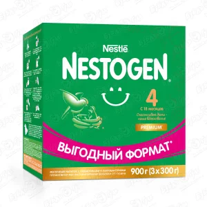 Молочко Nestle NESTOGEN Premium 4 с пребиотиками и лактобактериями 900г с 18мес БЗМЖ