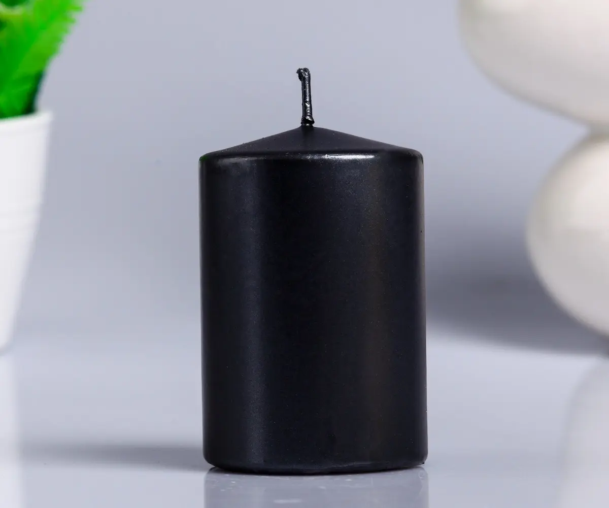 Свеча цилиндр лакированная черный металлик 5,6*12см