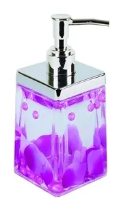 Дозатор для жидкого мыла фиолетовые лепестки, пластик/гель АКВАЛИНИЯ