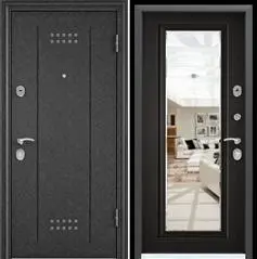 Дверь металлическая черный шелк DL-2,правая,МДФ венге СК6М,фурнитура хром 950*2050*70 (1,5мм) ТОРЭКС