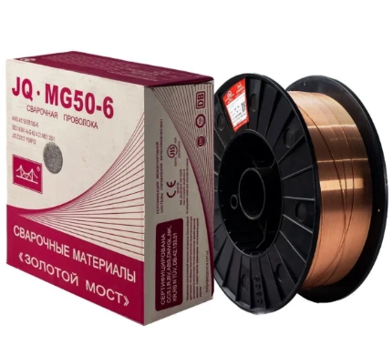 Фото для Проволока сварочная омедненная JQ.MG50-6/ER70S-6 (CB08Г2С) d 1.2 mm 15 kg Золотой Мост