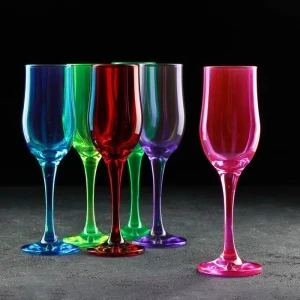 Фото для Набор бокалов стекло 6предметов Радуга для шампанского 200мл