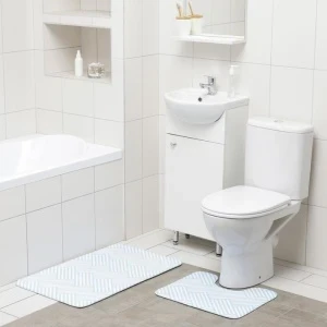 Фото для Набор ковриков для ванны и туалета ПАРКЕТ 40х50см/50х80см 2шт голубой
