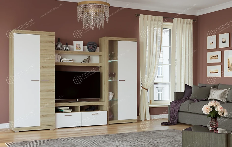 Фото для Гостиная Соната вариант № 2 (Дуб сонома/Белый глянец)