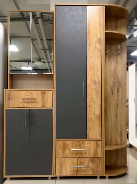 Фото для Прихожая Граф вариант №1 (Темно-серый лофт/Дуб золотистый)