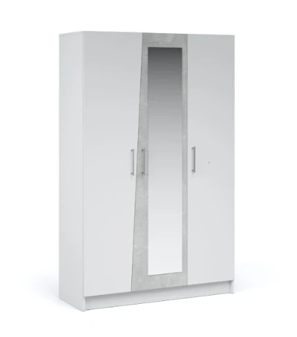 Фото для Шкаф Антария 3-х дверный с зеркалом (Белый жемчуг/Ателье светлый)