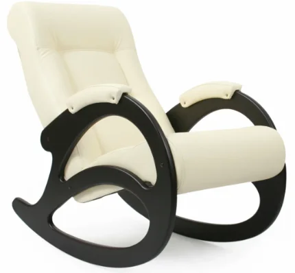 Кресло-качалка Орион Модель 4 (Венге-эмаль/Экокожа Слоновая кость Dundi 112)