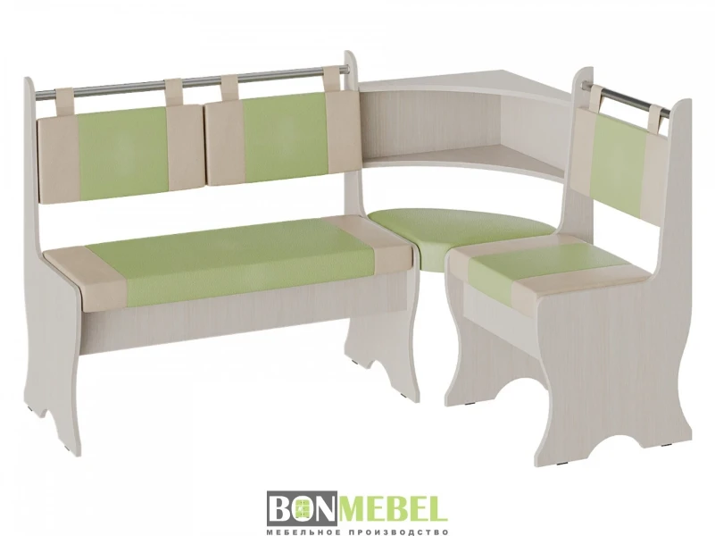 Фото для Скамья угловая Дельта (Белый/Фисташка/Бежевый)