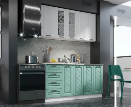 Фото для Кухня Агава 1,6 б/м, б/с (Акация белая/Мята)