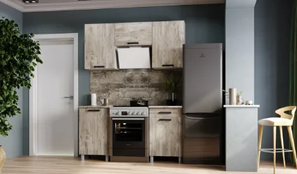 Фото для Кухня Нагано 1,6с окапом (Дуб юкон/Столешница Олдвуд)