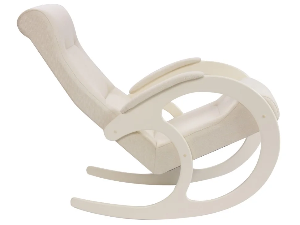 Кресло-качалка Блюз Модель 3 (Дуб молочный-эмаль/Ткань бежевый Malta 01)