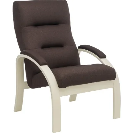 Фото для Кресло для отдыха Leset Лион (Слоновая кость/Ткань рогожка коричневый Малмо 28)