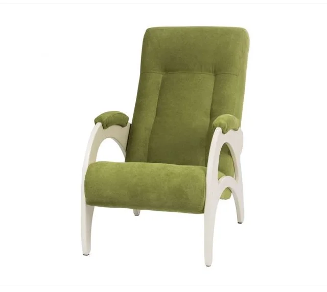 Кресло для отдыха Неаполь Модель 9 без лозы (Дуб шампань-эмаль/Ткань Зеленый Verona Apple Green)
