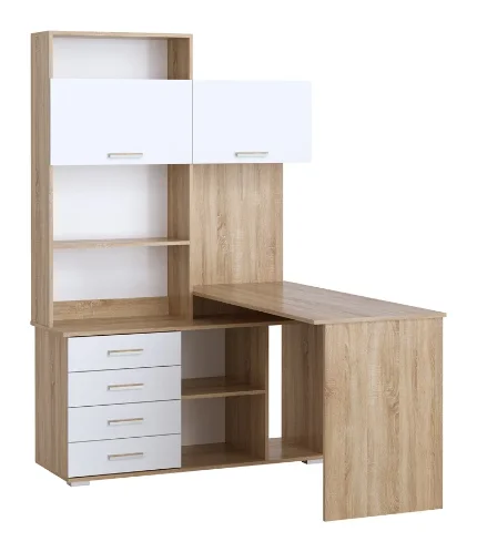 Фото для Стол компьютерный ПКС-11 правый (Дуб сонома/Белый глянец)