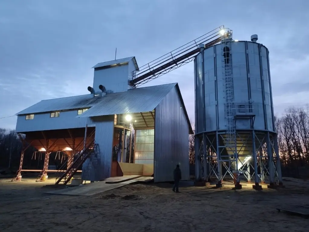 Монтаж и запуск нового зерноочистительного комплекса в Амурской области
