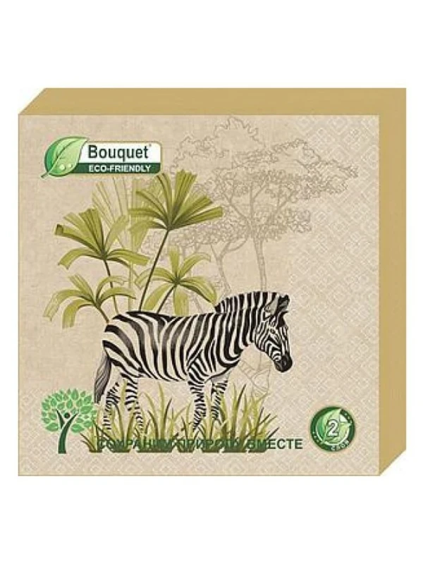 Салфетки Bouquet eco-friendly 33х33,2-хсл,25л "Крафт" Африканские мотивы.Зебра /12