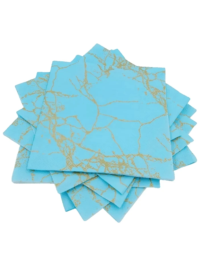 Салфетки 20л, Bouquet Home Collection Classic, 3хсл., "Мрамор золотой на тиффани"/12