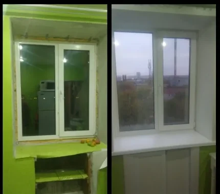 Окно с подоконным холодильником 