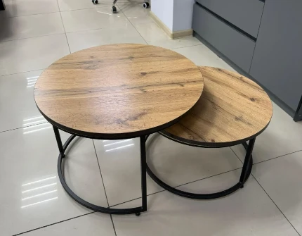 Фото для Стол журнальный Гармония ЛДСП (Черный матовый,Дуб Вотан) САН