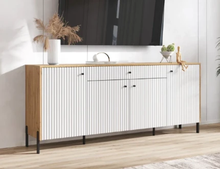 Фото для Оливия Комод 2000 МЕТАЛЛ (Дуб крафт / Браш Вайт) МИФ