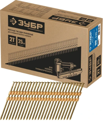 Фото для ЗУБР SN21 90 х 3.05 мм, реечные гвозди рифленые, 2000 шт (305392-90)