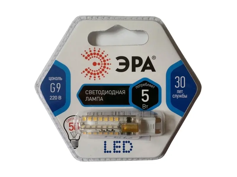 Лампа ЭРА LED smd JCD-5w-CER-840-G9
