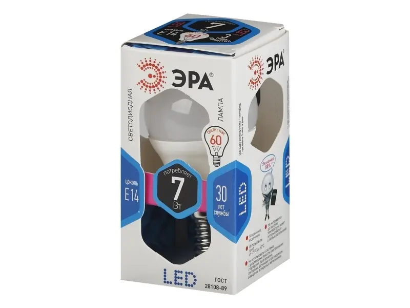 Лампа ЭРА LED smd P45-7w-840-E14 Clear \