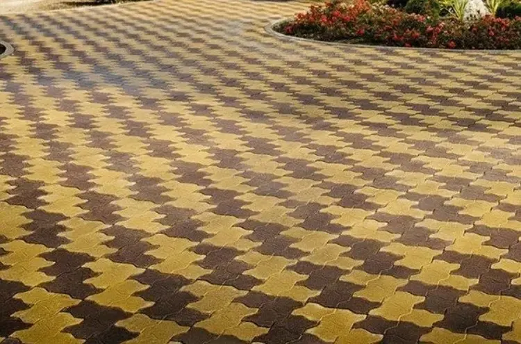 Тротуарная плитка "волна" цвет желтый, h 6 см