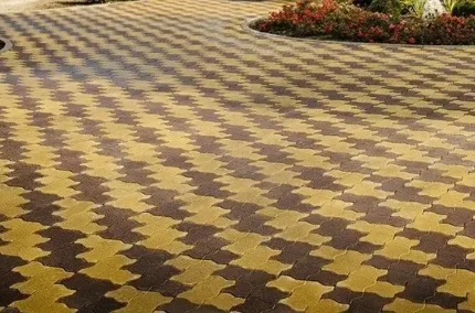 Тротуарная плитка "волна" цвет желтый, h 6 см