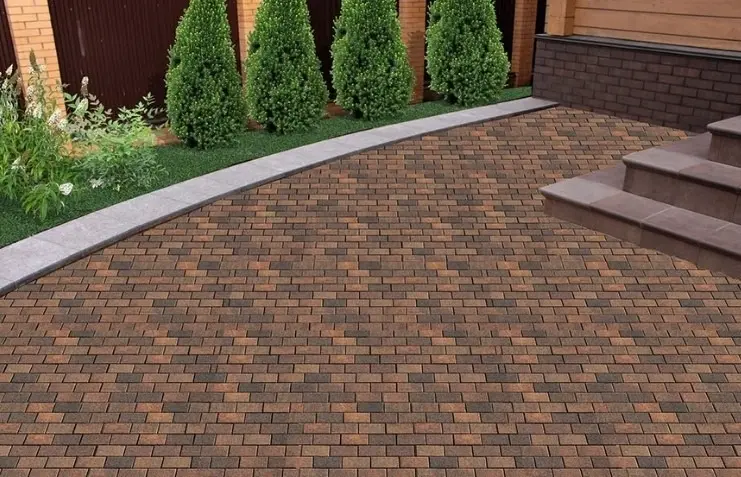 Тротуарная плитка "кирпич" цвет коричневый h 8см