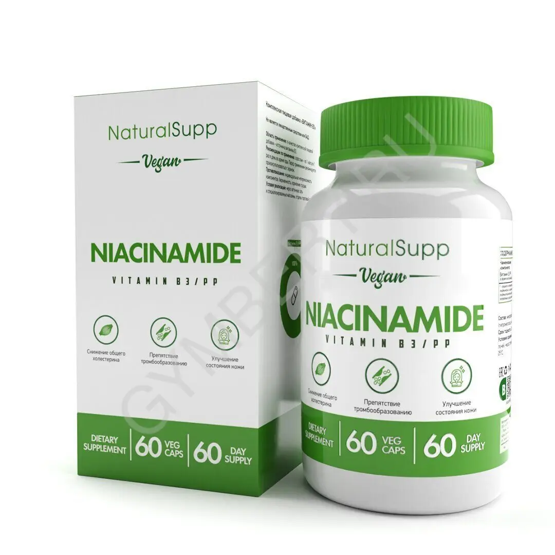 Natural Supp Vitamin B3/ PP (Nicotinamide) 60 мг 60 caps, шт., арт. 3007019