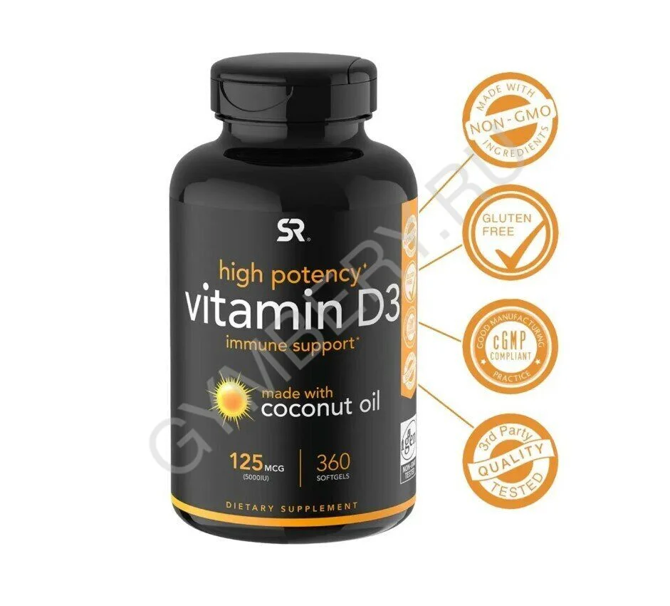 Sports Research Vitamin D3 5000IU 360 капс, шт., арт. 3107003