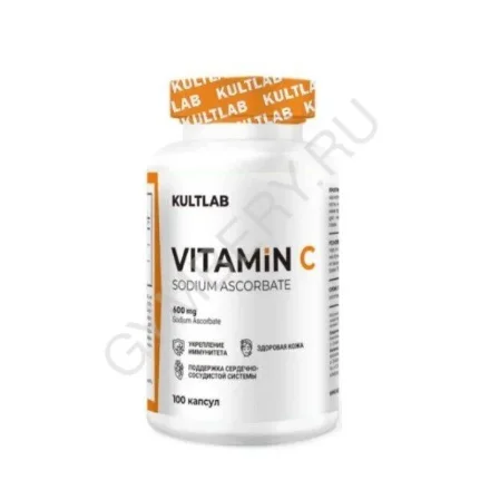 Фото для Kultlab Sodium Ascorbate (Vitamin C) 600мг, 100капс шт, арт. 0107032